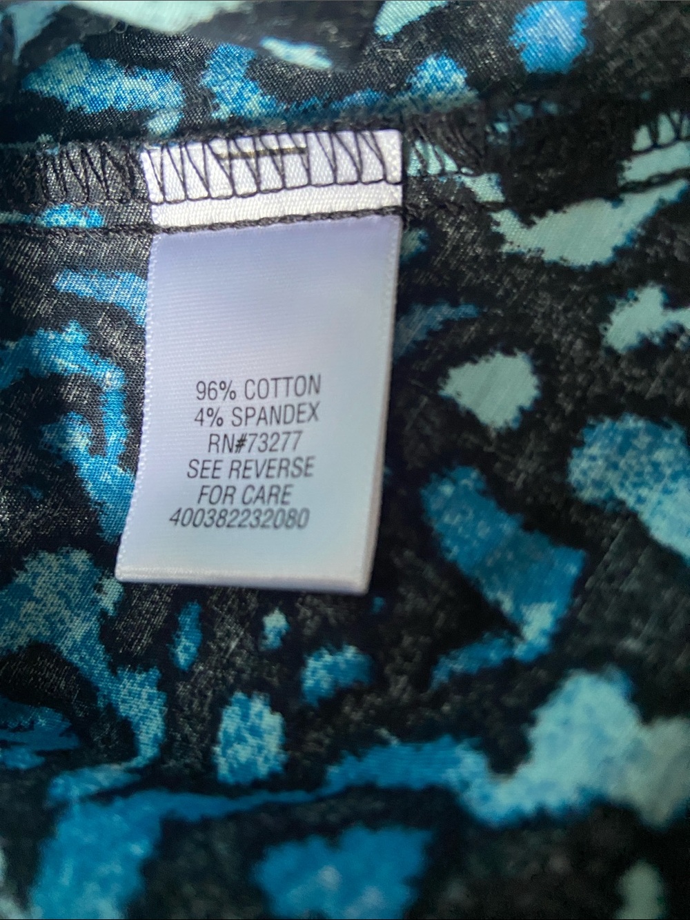Dana Buchman Teal and Navy Abstract Print Button-Front Tunic 3/4 Sleeves Size XL - Picture 5 of 6